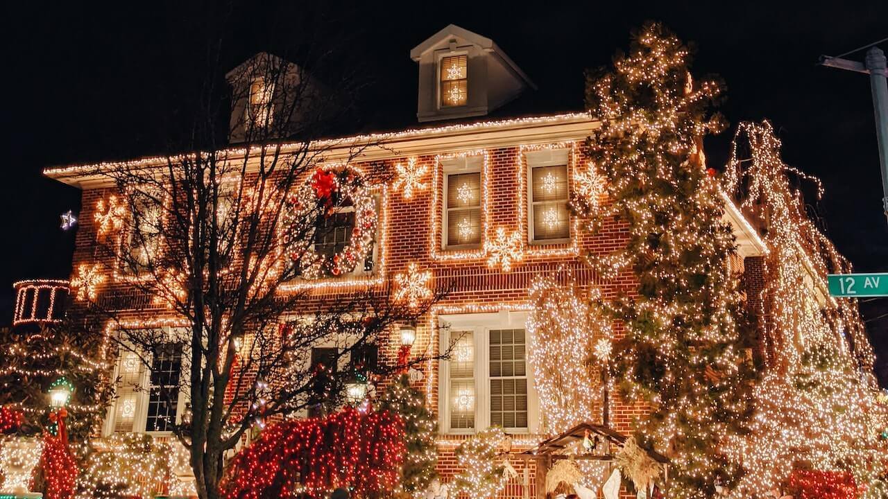 house filled with christmas lights