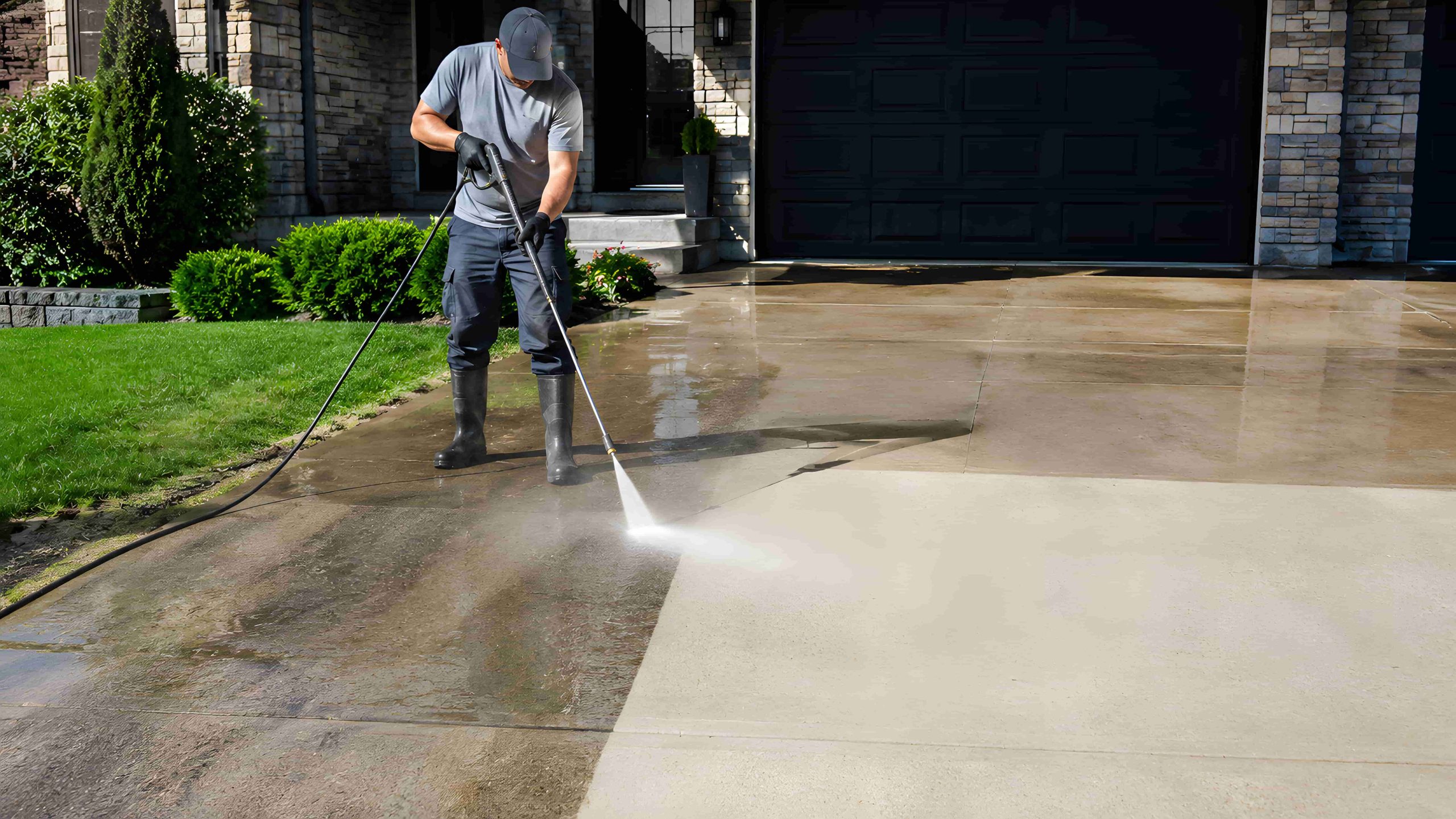 pressure washing driveway