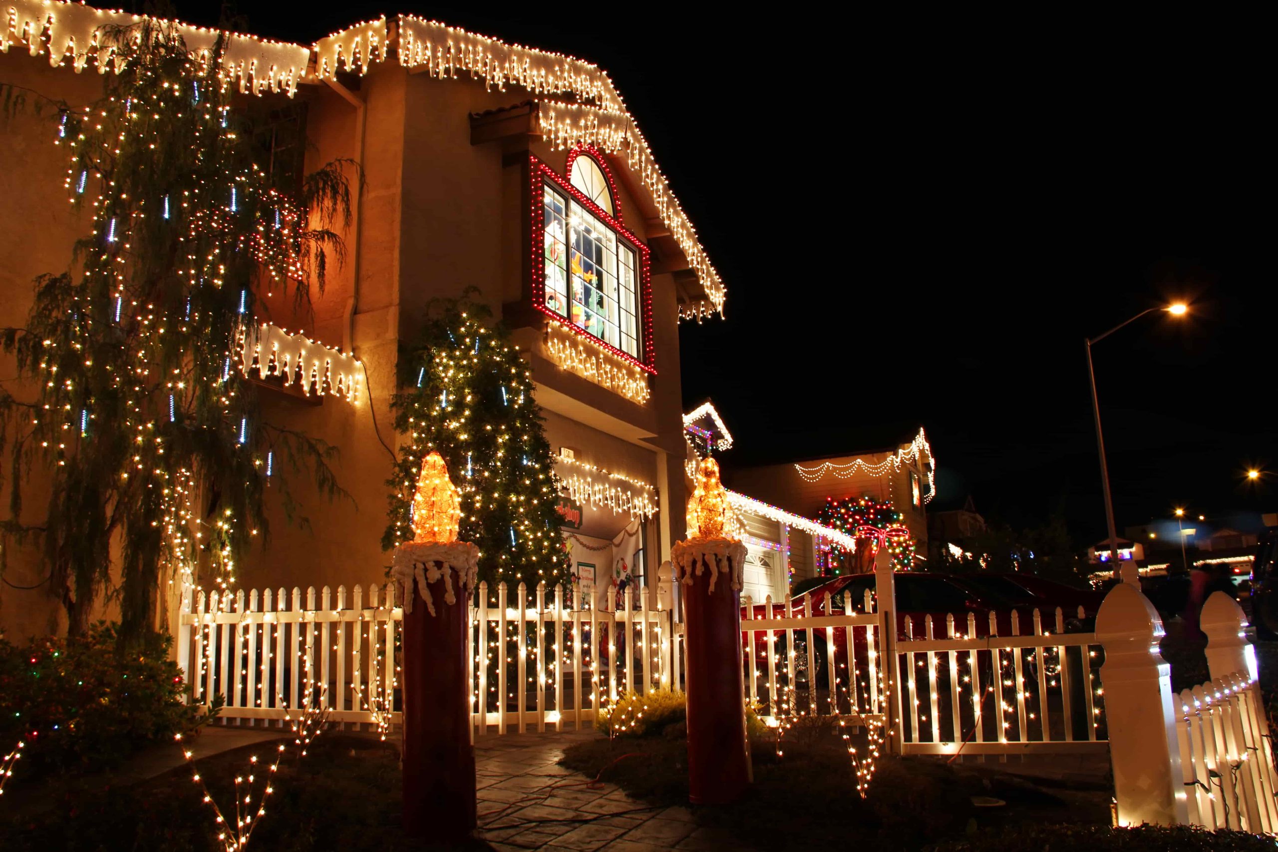 Decorated house with christmas lights