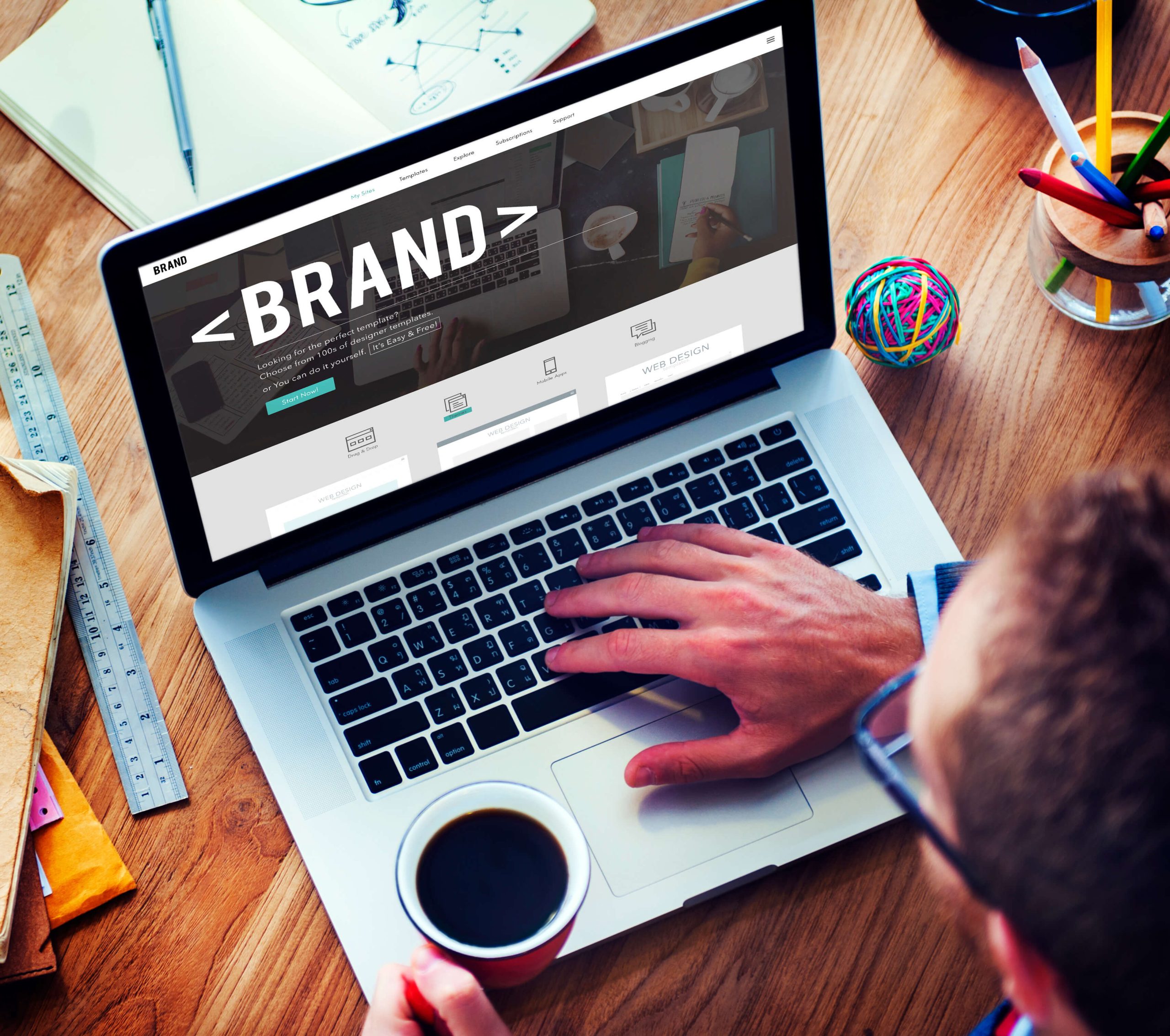 website design with brand in laptop screen